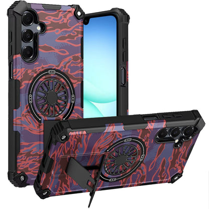 For Samsung Galaxy A17 5G Magnetic Invisible Kickstand Holder with CD Texture Design, Shockproof Hybrid Military Grade Heavy Duty Case Cover