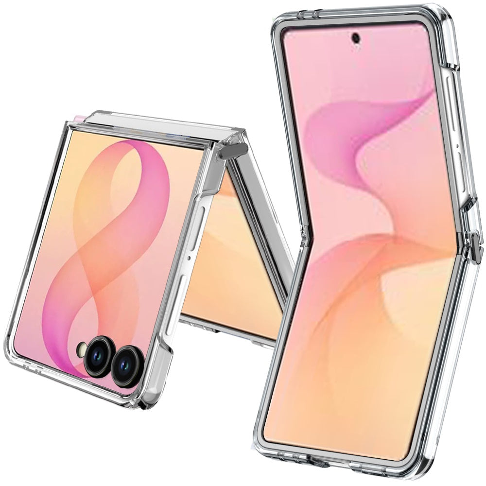 Phone Case for Samsung Galaxy Z Flip 8 Ultra-Thin Transparent Hybrid TPU Hard PC Shockproof Slim Bumper Frame Protective Shell Reinforced Edge Cover Clear