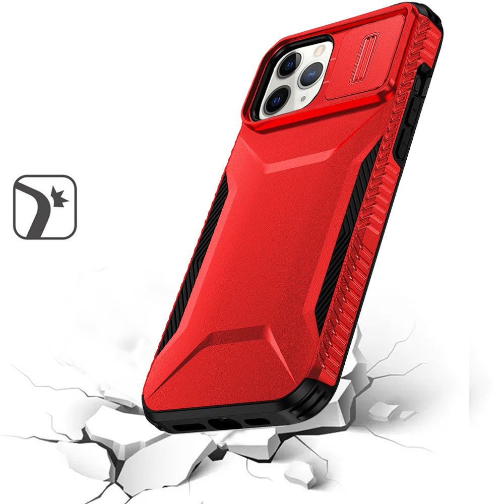 Phone Case for Apple iPhone 11 Pro Max Shockproof Hybrid Rugged Grip Camera Window Guard Window Protective Heavy Duty Slim Textured Design Cover Red