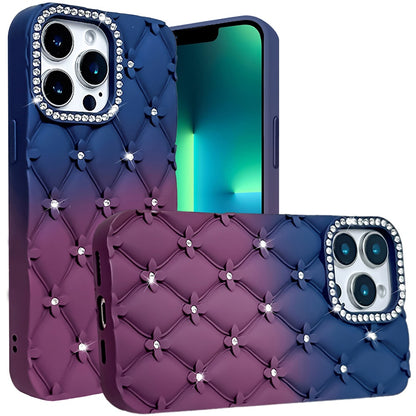 For Samsung Galaxy S26 Ultra Fashion Flower Design Sparkle Glitter Shimmer Rhinestone Bling Floral Accents, Leather Texture TPU Case Cover
