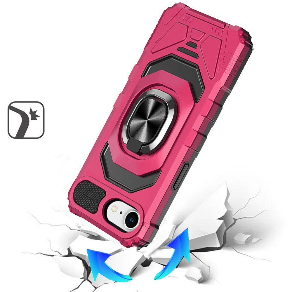 For Apple iPhone 16e Hybrid Dual Layer with 360° Rotate Magnetic Ring Stand Holder Kickstand TPU Rugged PC Shockproof Case Cover