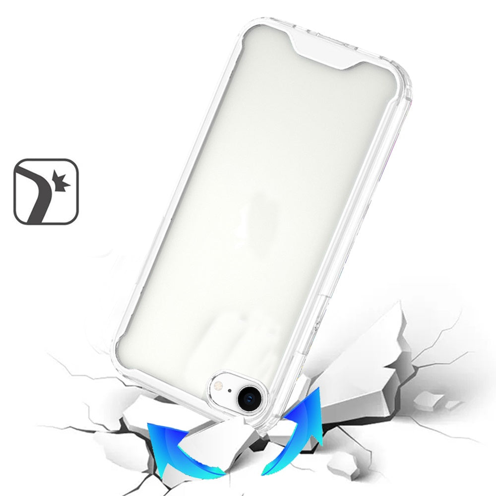 For Apple iPhone 16e Clear Colored Shockproof Transparent Hard PC + Rubber TPU Hybrid Bumper Shell Slim Protective Case Cover Clear