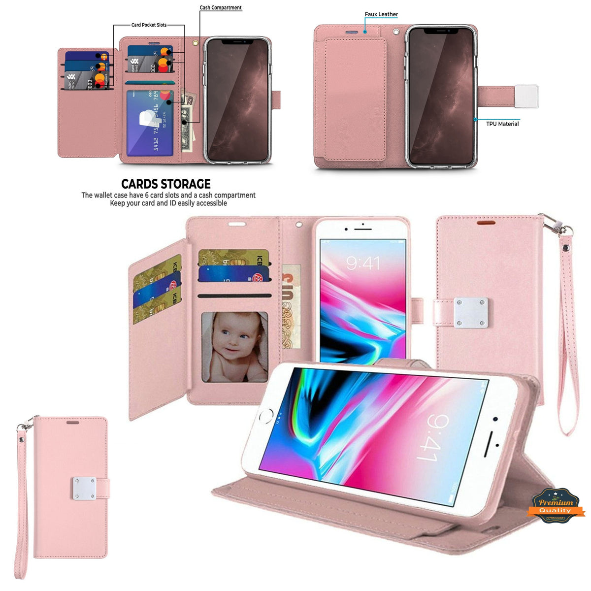 Phone Case for Samsung Galaxy A08 4G, A07 5G, A07 4G Wallet Credit Card Holder Hybrid Slim Protective Dual Function Storage PU Leather Flip Pouch Cover