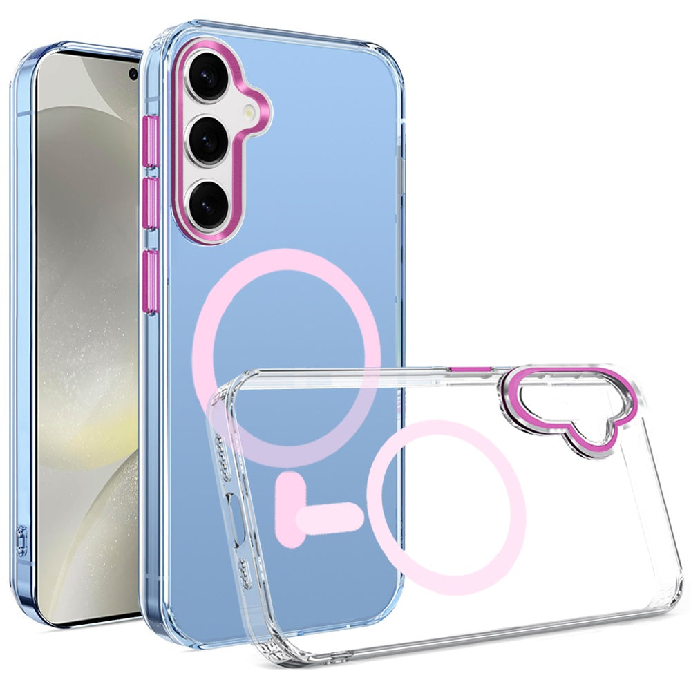 For Samsung Galaxy S25 Ultra Clear Transparent Case Matching Circle Design, Hybrid TPU Hard Shell, Support Magsafe Charger Case Cover