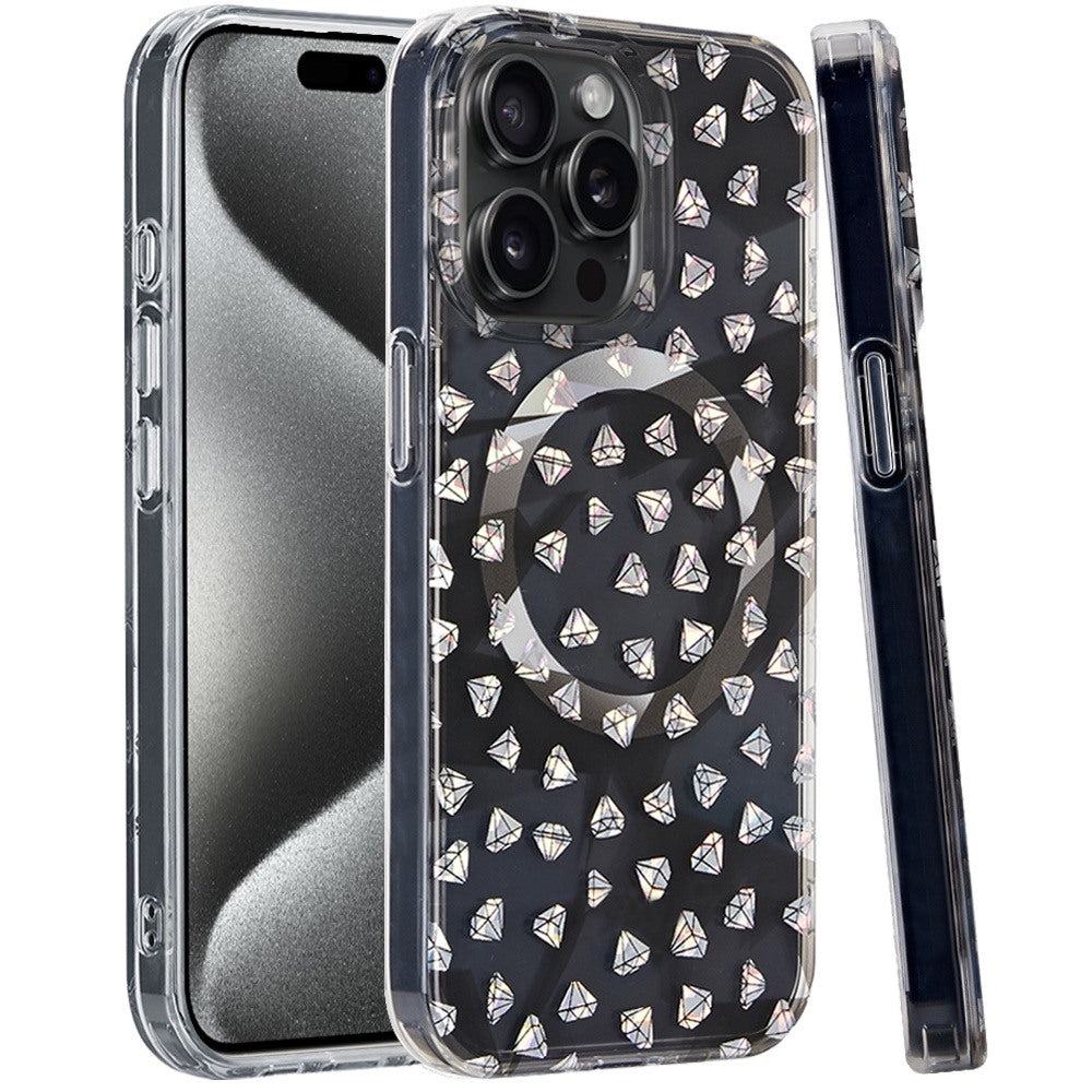 For Apple iPhone 16 Plus (6.7") Floral Pattern Design Cute Clear Hybrid Compatible with Magsafe Double Layer Soft TPU Hard PC Case Cover