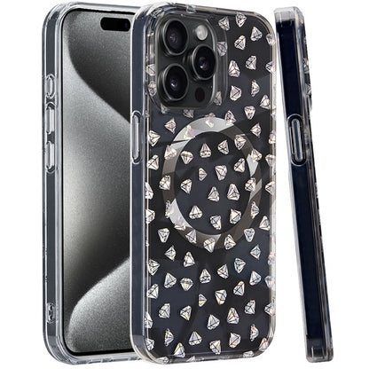 For Apple iPhone 16 Plus (6.7") Floral Pattern Design Cute Clear Hybrid Compatible with Magsafe Double Layer Soft TPU Hard PC Case Cover