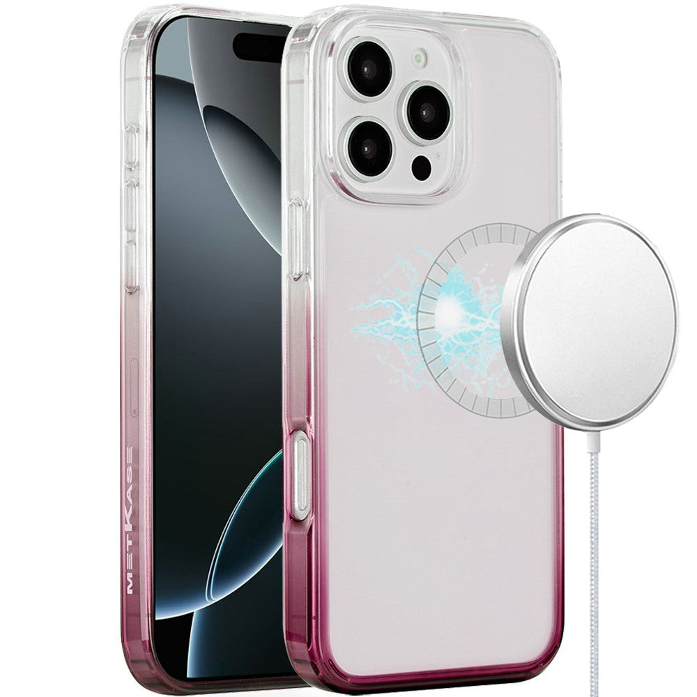 For Apple iPhone 16 Pro Max (6.9") Transparent Two Tone Gradiant Magnetic Space [Compatible with Magsafe] Hybrid Protective Case Cover