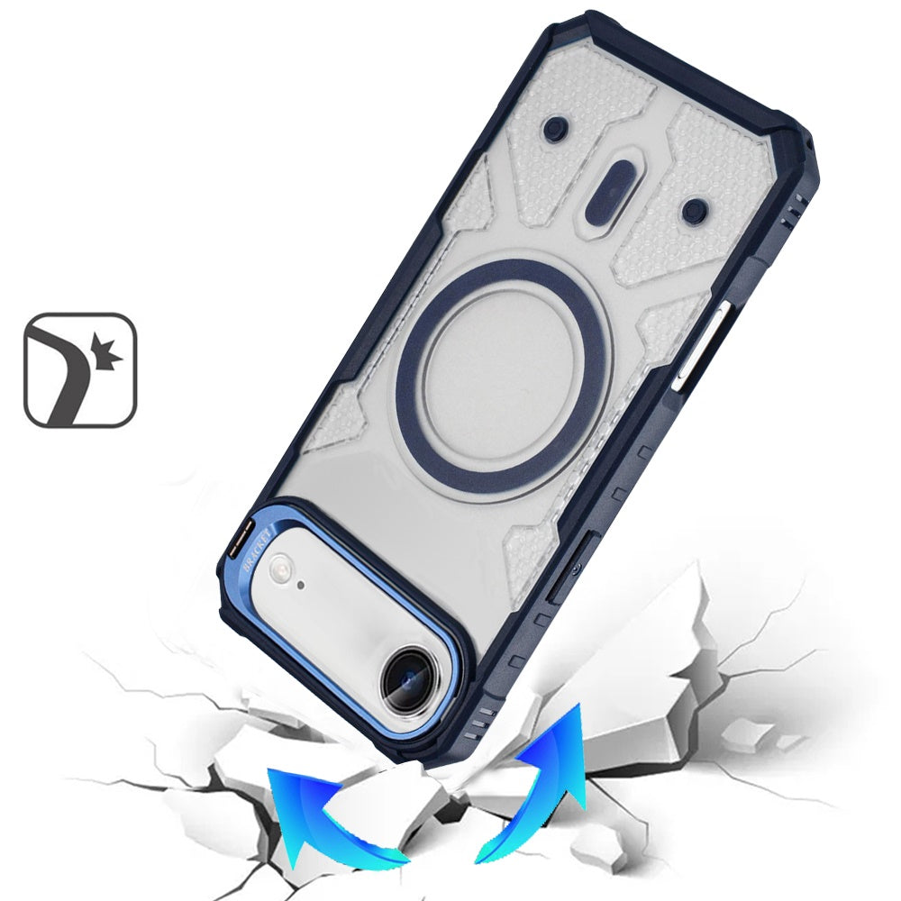 For Apple iPhone 17 AIR Transparent Tough Dotted Magnetic Case with Camera Stand & Hybrid Grip Shockproof Case Cover