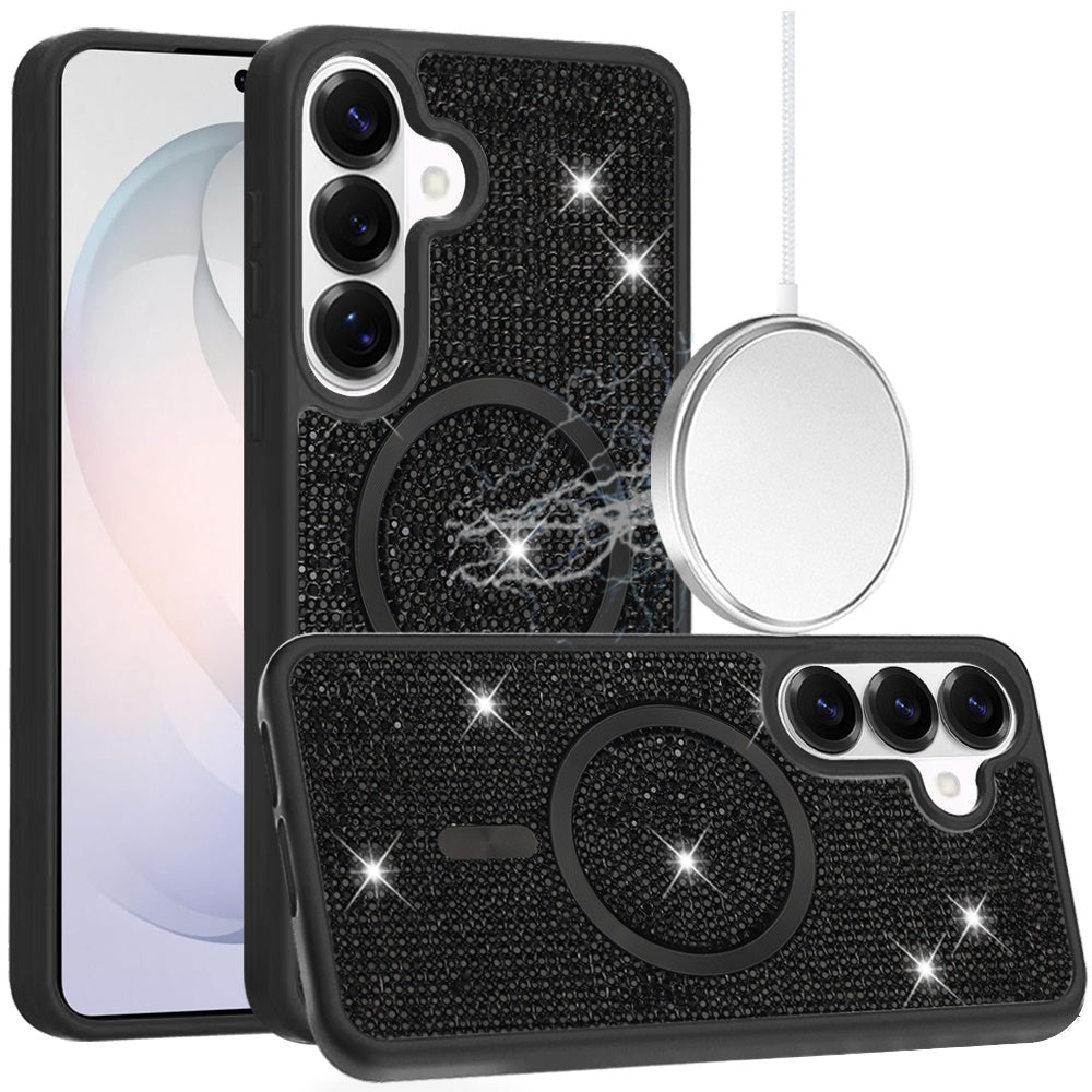 Phone Case for Samsung Galaxy S26 Magnetic Bling Diamond Sparkle Hybrid Shockproof Rugged Grip Durable Protection Anti-Slip Armor Design Cover