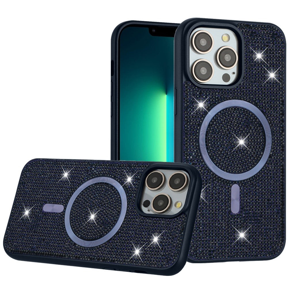 Phone Case for Apple iPhone 13 Pro Max Magnetic Bling Diamond Sparkle Hybrid Shockproof Rugged Grip Durable Protection Anti-Slip Armor Design Cover