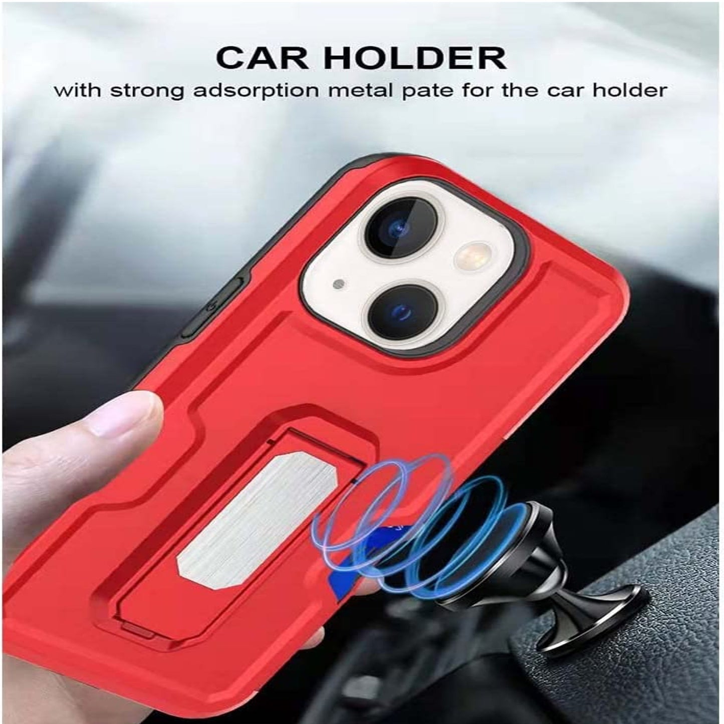 Phone Case Cover for Motorola Moto G Stylus 5G 2026 Hybrid Wallet Case with Invisible ID Card Slot, Kickstand, Holster Belt Clip, Heavy-Duty Protection Cover Red