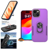 For Apple iPhone 15 Pro Max (6.7") Military Grade Armor Heavy Shockproof Hybrid Kickstand Built-in 360°Rotate Ring  Phone Case Cover