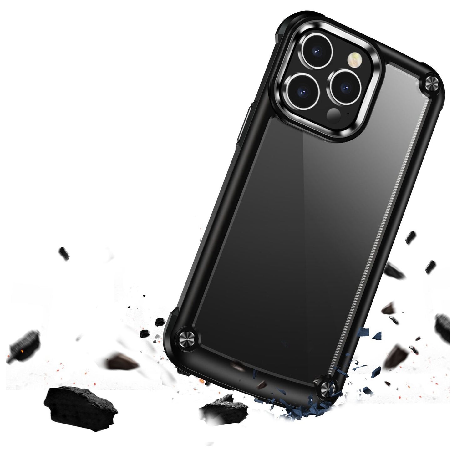 For Apple iPhone 15 (6.1") Heavy Duty Hybrid Clear back Shield Hard PC + TPU Bumper Edge Frame Shockproof Protective  Phone Case Cover