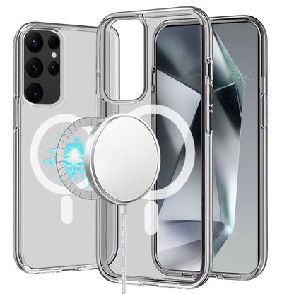 For Apple iPhone 17 MagSafe Compatible Transparent Hybrid Case with Magnetic Circle, Shock Absorption TPU Rubber Case Cover Smoke Gray