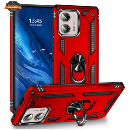 For Motorola Moto G 5G 2025 Shockproof Hybrid Dual Layer PC + TPU with Metal Ring Kickstand Heavy Duty Armor Shell Case Cover