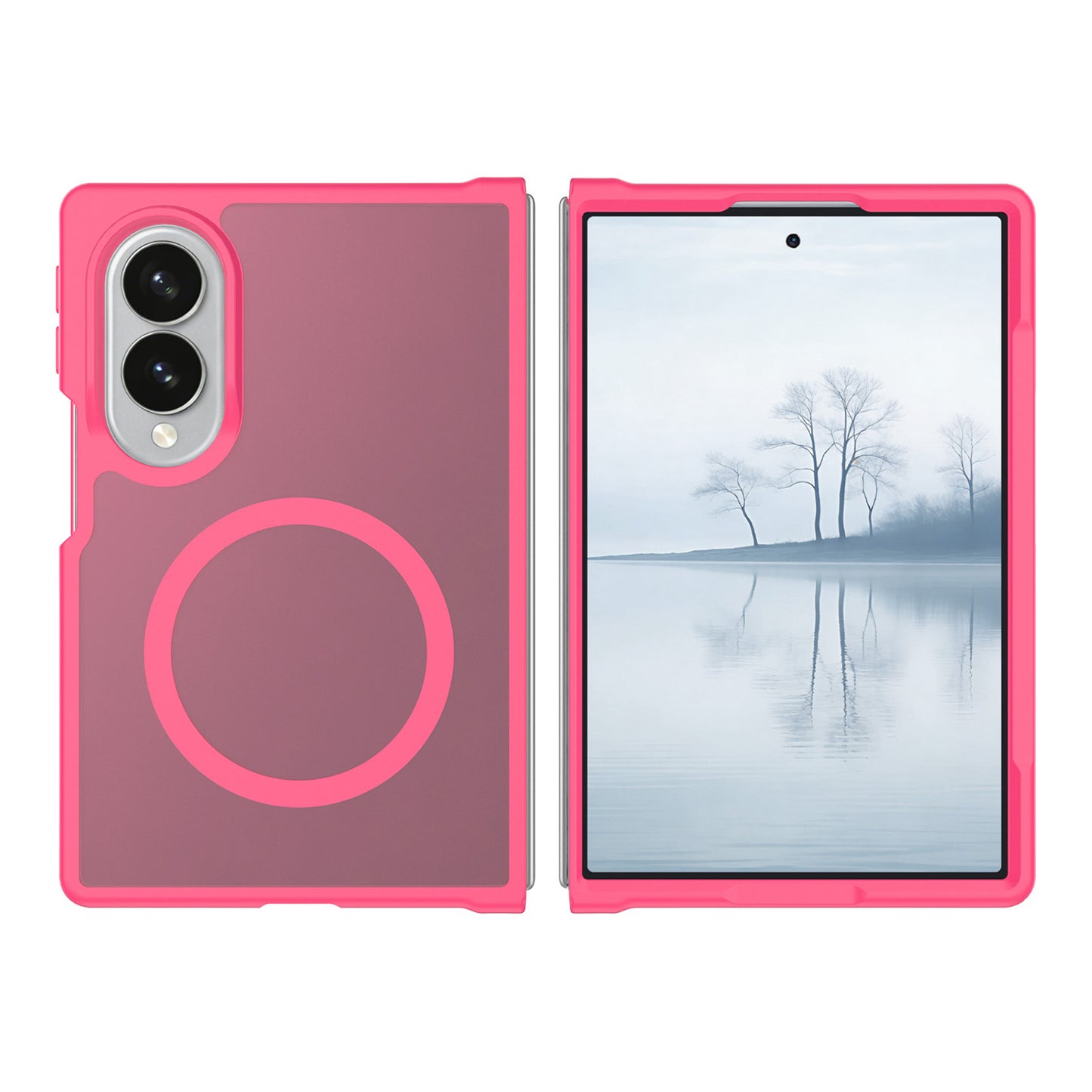 Phone Case for Samsung Galaxy Z Fold 8 Magnetic Circle Matte Hybrid Shockproof Smooth Grip Durable Camera Protection Soft Touch TPU Armor Cover