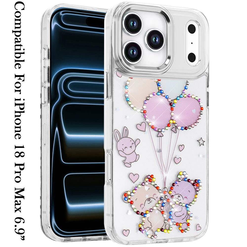 Phone Case for Apple iPhone 18 Pro Max Butterfly Resin Epoxy Diamond Bling Metal Edge Shockproof Hybrid Luxury Protective Durable Stylish Fashion Grip Cover