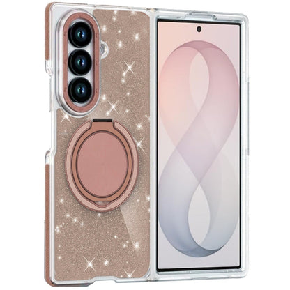 Phone Case for Samsung Galaxy Z Fold 8 Ultra Magnetic Hybrid 360 Rotating Ring Kickstand Tough Hard PC Soft TPU Glitz Shimmer Glitter Shock Absorbing Cover Gold