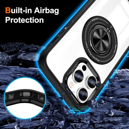 For Samsung Galaxy S25 /S24 Clear Transparent Back Hybrid with Rotating Ring Stand, MagSafe Compatible Shockproof Slim TPU PC Case Cover