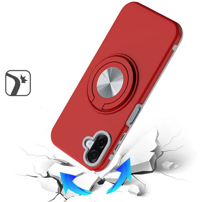 For Samsung Galaxy A07 Metal Matte Hybrid with Invisible Rotational Ring Stand, Car Mount Friendly, Military Grade Slim Fit Sturdy Case Cover