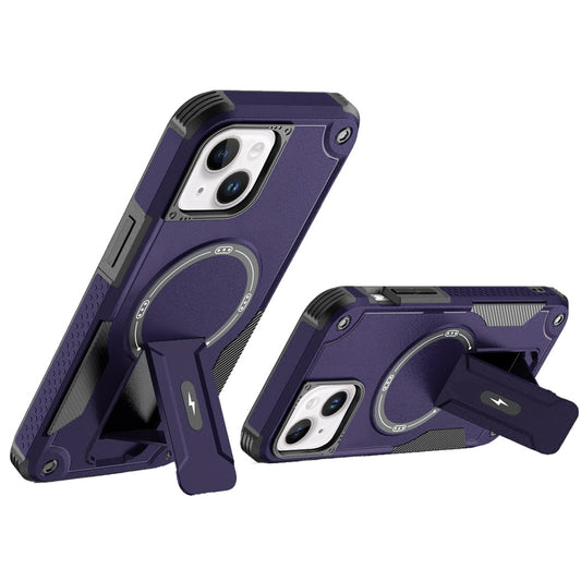 Phone Case for iPhone 15 Plus Magnetic Kickstand Rugged Shockproof Armor Grip Anti Slip Heavy Duty Protective Matte Stand Hybrid Cover Purple