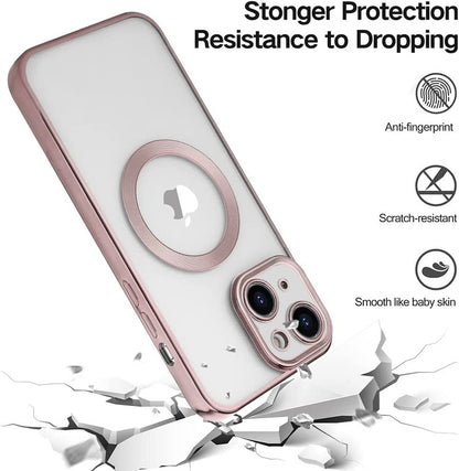 For Apple iPhone 16 Plus (6.7") Clear Hybrid Case with Plating Chrome Frame, Camera Protection, MagSafe Compatible Case Cover