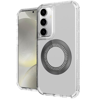 Phone Case for Samsung Galaxy S26 Magnetic Circle Bling Chrome Hybrid Shockproof Protective Grip 3in1 Durable Stylish Crystal Frame Cover