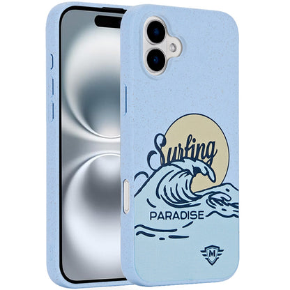 For iPhone 16 (6.1") Biodegradable Eco Friendly Slim Design Shockproof Protection Lightweight Durable Secure Grip Sustainable Material Case Cover Surfing Paradise