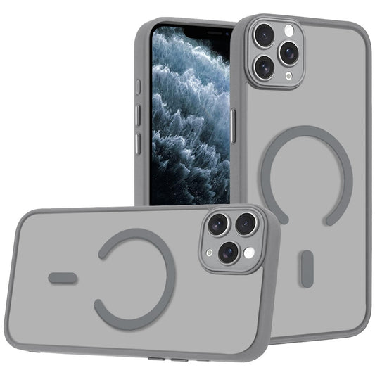 Phone Case for iPhone 11 Pro Max Matte Frosted Magnetic Back Hybrid Hard PC Soft TPU Camera Protection Slim Shock Absorbing Anti Fingerprint Cover Gray