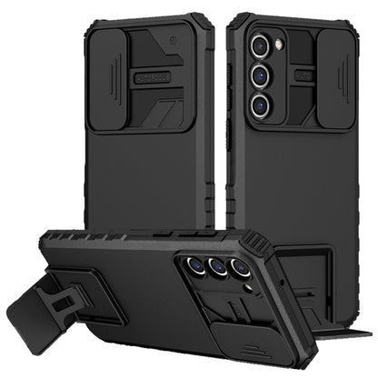 For Samsung Galaxy S21+ / S21 Plus Hybrid Hard PC & TPU Rubber Shockproof with Kickstand & Covered Camera Protection Case Cover Black