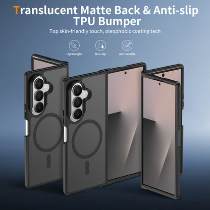 Phone Case for Samsung Galaxy Z Fold 8 Ultra Magnetic Circle Matte Hybrid Shockproof Smooth Grip Durable Camera Protection Soft Touch TPU Armor Cover
