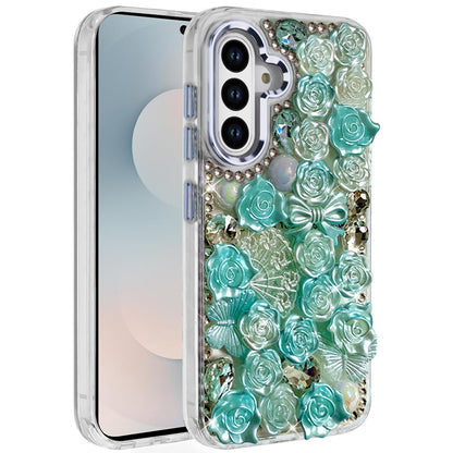 For Samsung Galaxy S26 Muti-Color Floral Fashion Bling Crystal 3D Full Diamonds Stones Sparkle Rhinestone Glitter Hybrid Case Cover