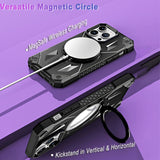 For Apple iPhone 15 Pro (6.1") Hybrid Magnetic Ring Stand Invisible Foldable Military Grade Shockproof Fit with Magsafe  Phone Case Cover
