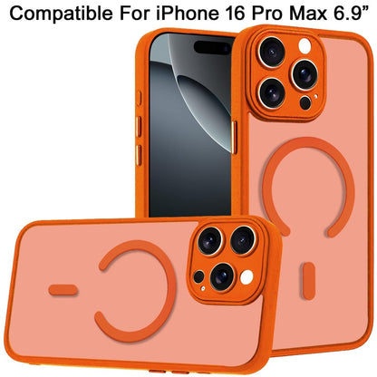 Phone Case for iPhone 16 Pro Max (6.9") Matte Frosted Magnetic Hybrid Hard PC Soft TPU Camera Protection Slim Shock Absorbing Anti Fingerprint Cover