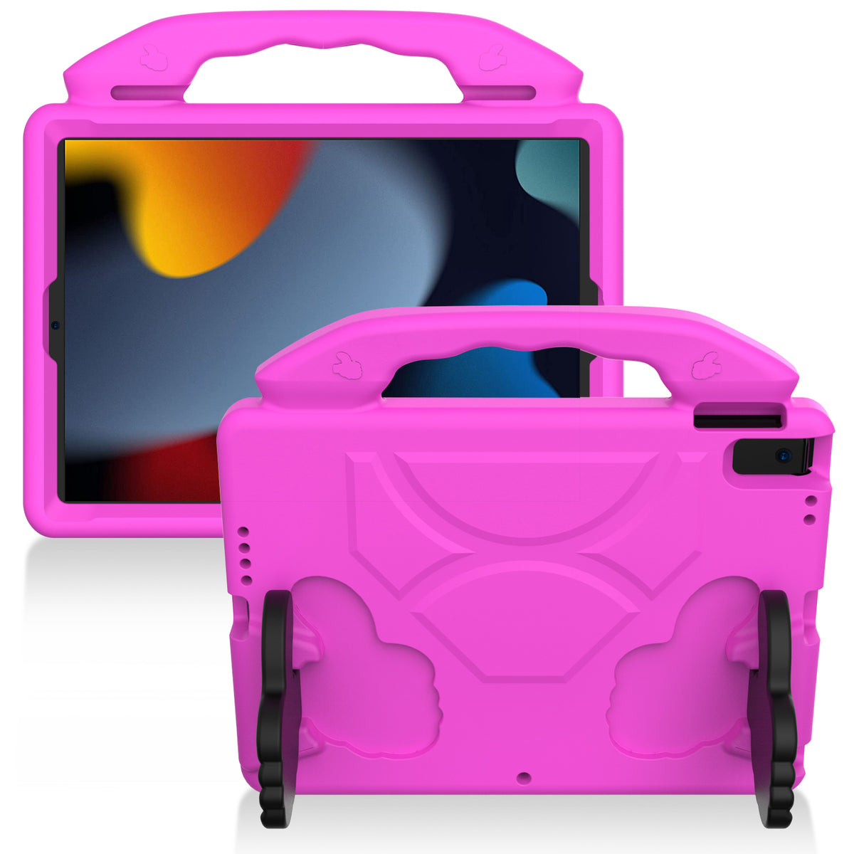 Tablet Case for Apple iPad 9th 8th 7th Gen (10.2 inch) Thumbs Up Kickstand Shockproof Hybrid Rugged Armor Heavy Duty Drop Protection Hard PC Soft TPU Cover