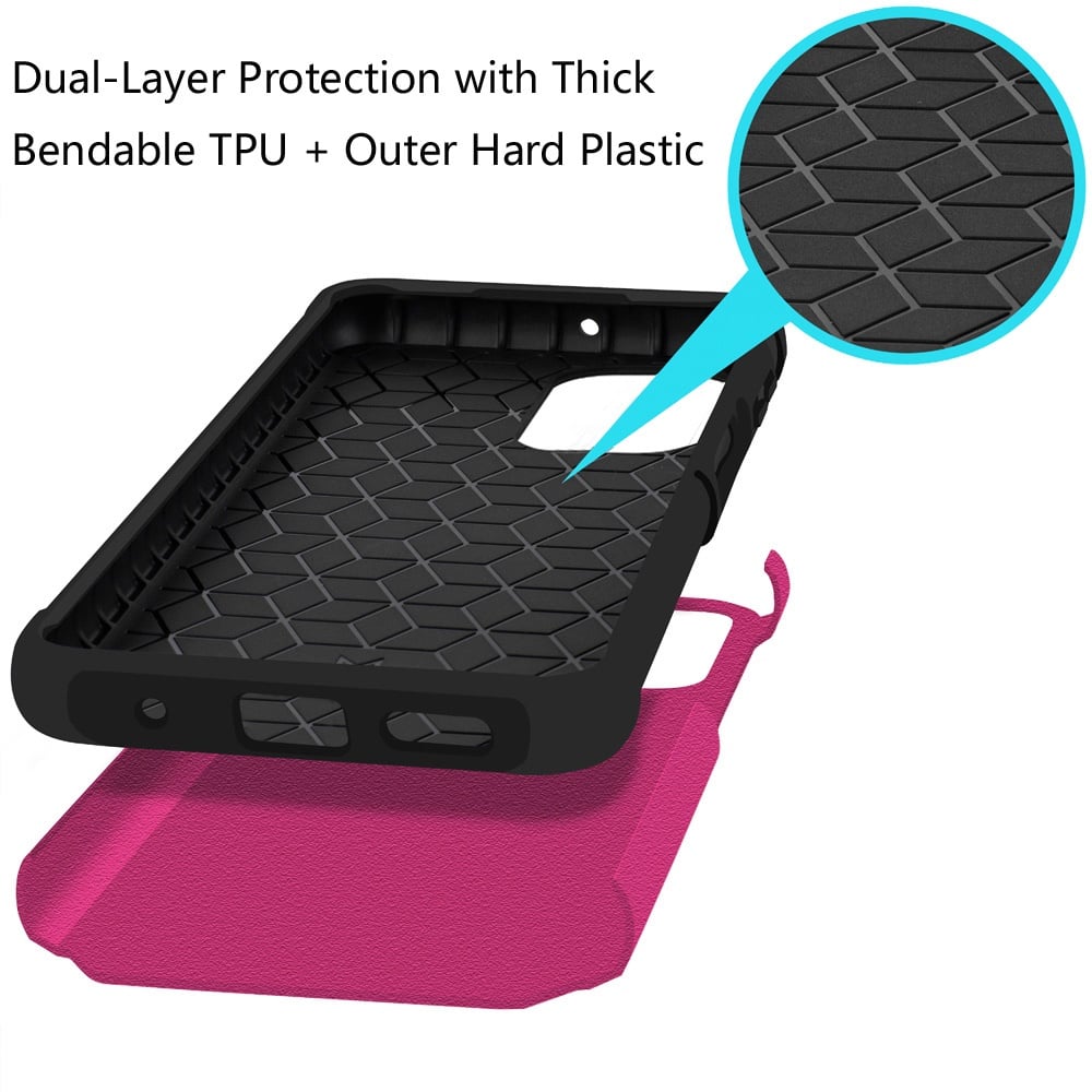 Phone Case for TCL K33/ K32 5G Slim Tough Shockproof Heavy Duty Hybrid Armor Anti Slip Durable Grip Dual Layer TPU Protective Hard Shell Cover Pink