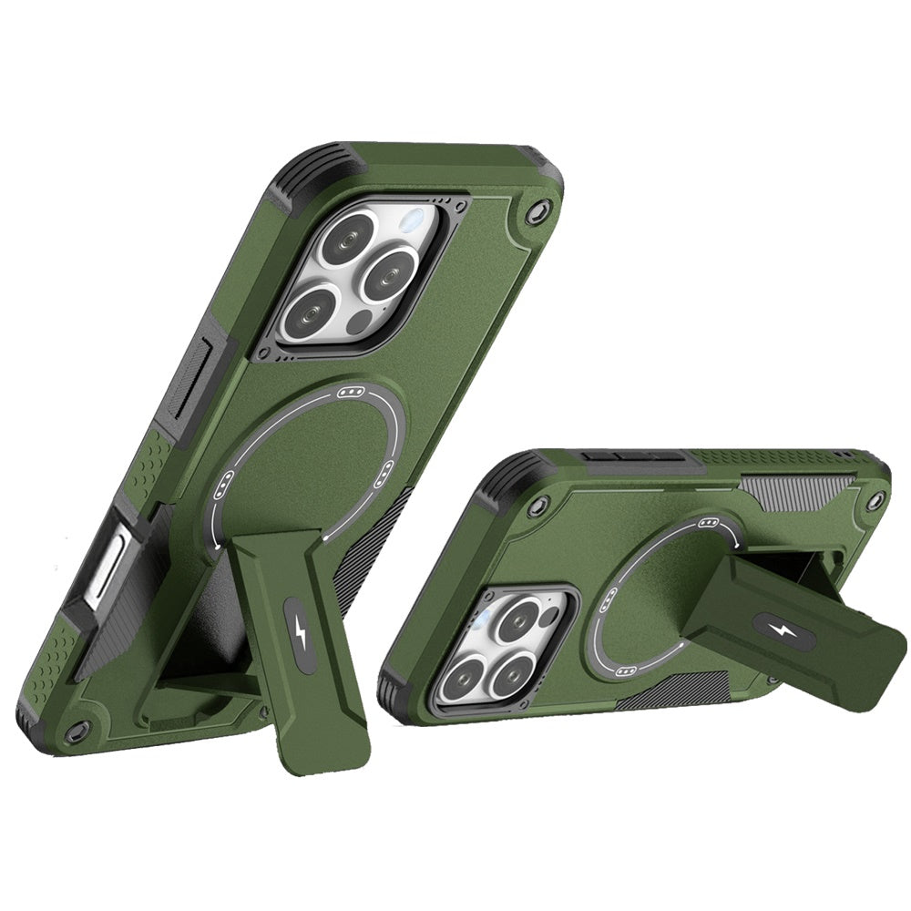 For Apple iPhone 16 Pro Magnetic Invisible Kickstand Holder with Magsafe, Slim Fit Shockproof Hybrid Military Grade Heavy Duty Case Cover