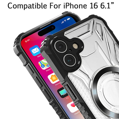 For Apple iPhone 17 AIR Magnetic Circle Transparent Rugged Hybrid MagSafe Compatible Pattern Clear Shockproof Frame Bumper Case Cover Black