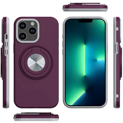 Phone Case for Apple iPhone 13 Pro Max Shockproof Magnetic Ring Stand Rotating CarMount Hybrid Metal Matte Finish AntiSlip Grip Kickstand Cover Red