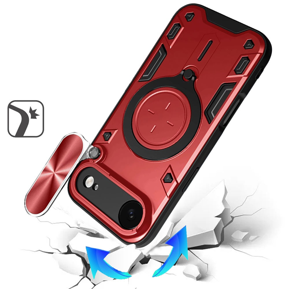 For Apple iPhone 17 AIR Hybrid Magnetic 360° Ring Kickstand, MagSafe Compatible, Durable Full Camera Lens Protection Case Cover