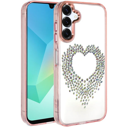 For Samsung Galaxy A16 5G Angel Hearts Bling Glitter Diamond Hybrid TPU Cover, Colorful Frame Shockproof Protective Back Case Cover