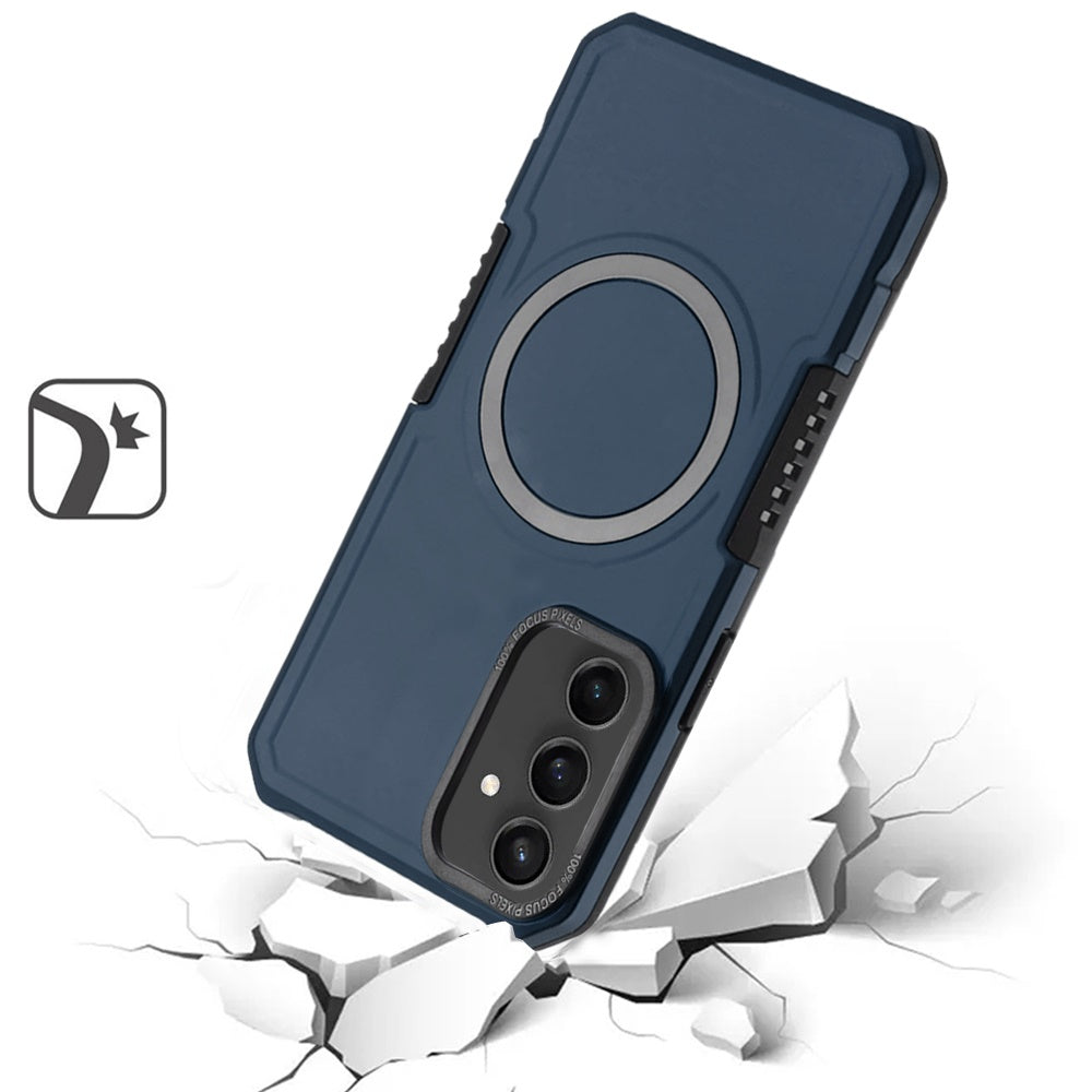 For Samsung Galaxy S25 /S24 Hybrid Armor Grip Metal Magnetic Circle Compatible with MagSafe for Wireless Charging Shockproof Case Cover