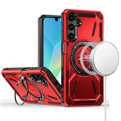 For Samsung Galaxy S22+ Plus Hybrid Magnetic Ring and 360° Rotational Kickstand with MagSafe Compatible, Military Grade Drop Protection Case Cover Red