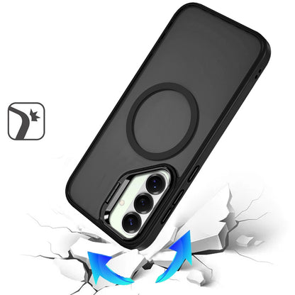 For Samsung Galaxy S26 Heavy Duty Metallic Hybrid Tough TPU with Camera Ring Stand, MagSafe Compatible, Rugged Drop Protection Case Cover