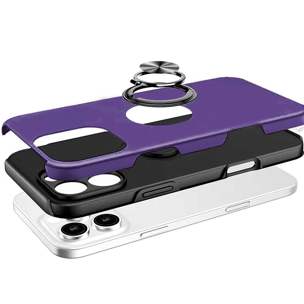 For Apple iPhone 16 Plus (6.7") Hybrid Slim Kickstand with Metal Invisible Ring Stand Holder Fit Magnetic Car Mount Shockproof Case Cover