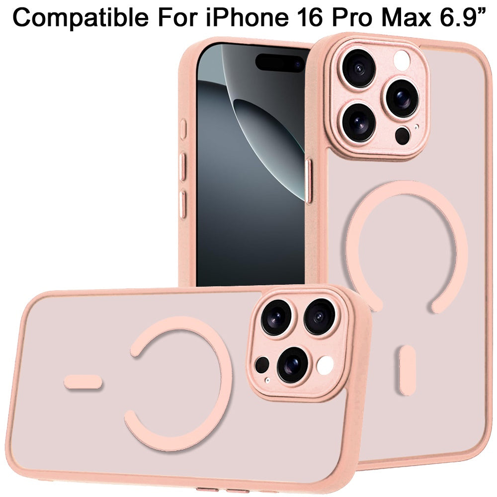 Phone Case for iPhone 16 Pro Max (6.9") Matte Frosted Magnetic Hybrid Hard PC Soft TPU Camera Protection Slim Shock Absorbing Anti Fingerprint Cover