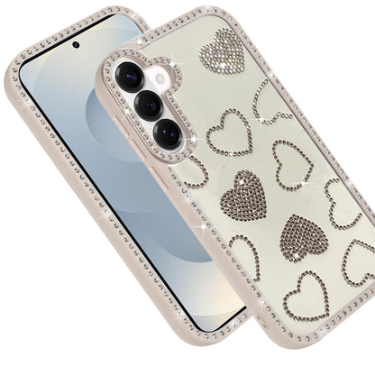 For Samsung Galaxy S26 Spread Love Glitter Shimmer Bling Diamond Edge Hybrid Drop Protection Shockproof Design Case Cover