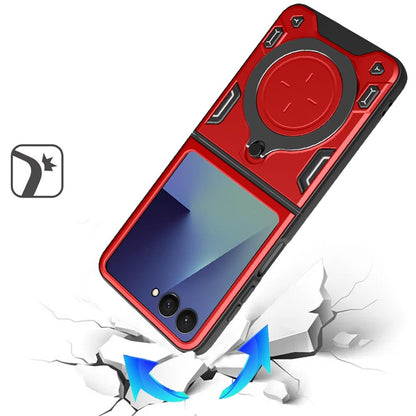 Phone Case for Samsung Galaxy Z Flip 8 Magnetic Ring Stand Shockproof Hybrid Full Camera Slide Guard Anti Slip Heavy Duty Protective Armor Cover