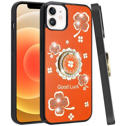 For iPhone 12 / iPhone 12 Pro (6.1") Diamonds 3D Fashion Bling Sparkly Glitter Ornaments Engraving Hybrid with Ring Stand Case Cover