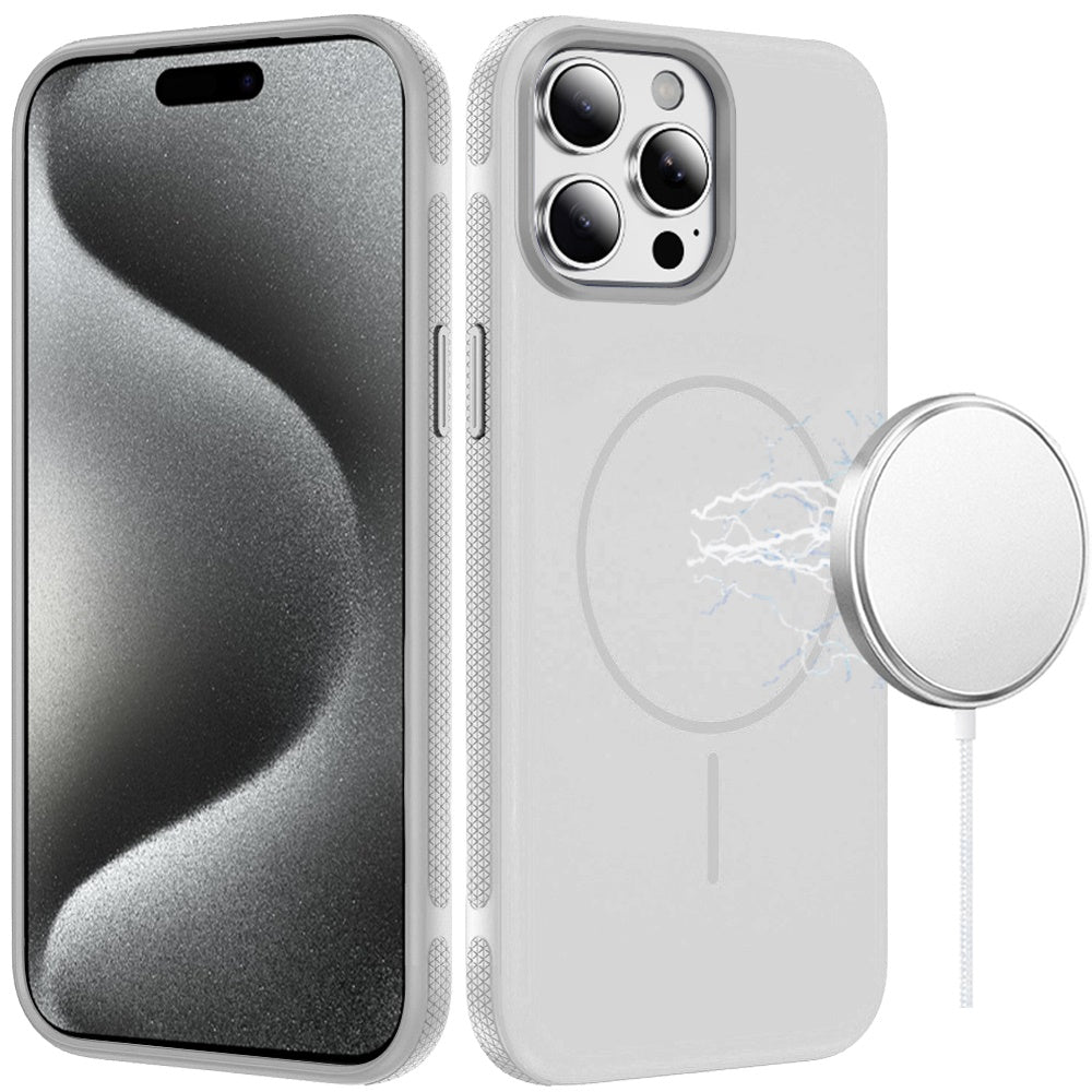 For Apple iPhone 15 Pro Max Super Magnetic Premium Edged Core Matte Thick Hybrid Drop Protection Shockproof Design Case Cover Clear